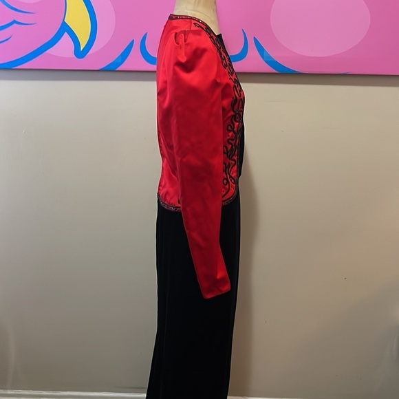 Givenchy Red Silk Black Sequin Velvet Matador Gown 1980s - Picture 4 of 16